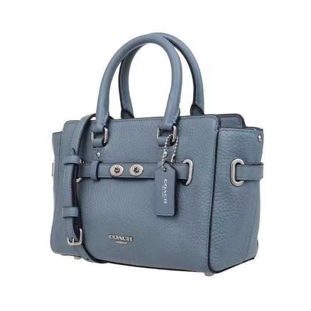 NWT NWT COACH Blake 25 Carryall Bubble Leather Pool Blue Satchel Crossbody Bag